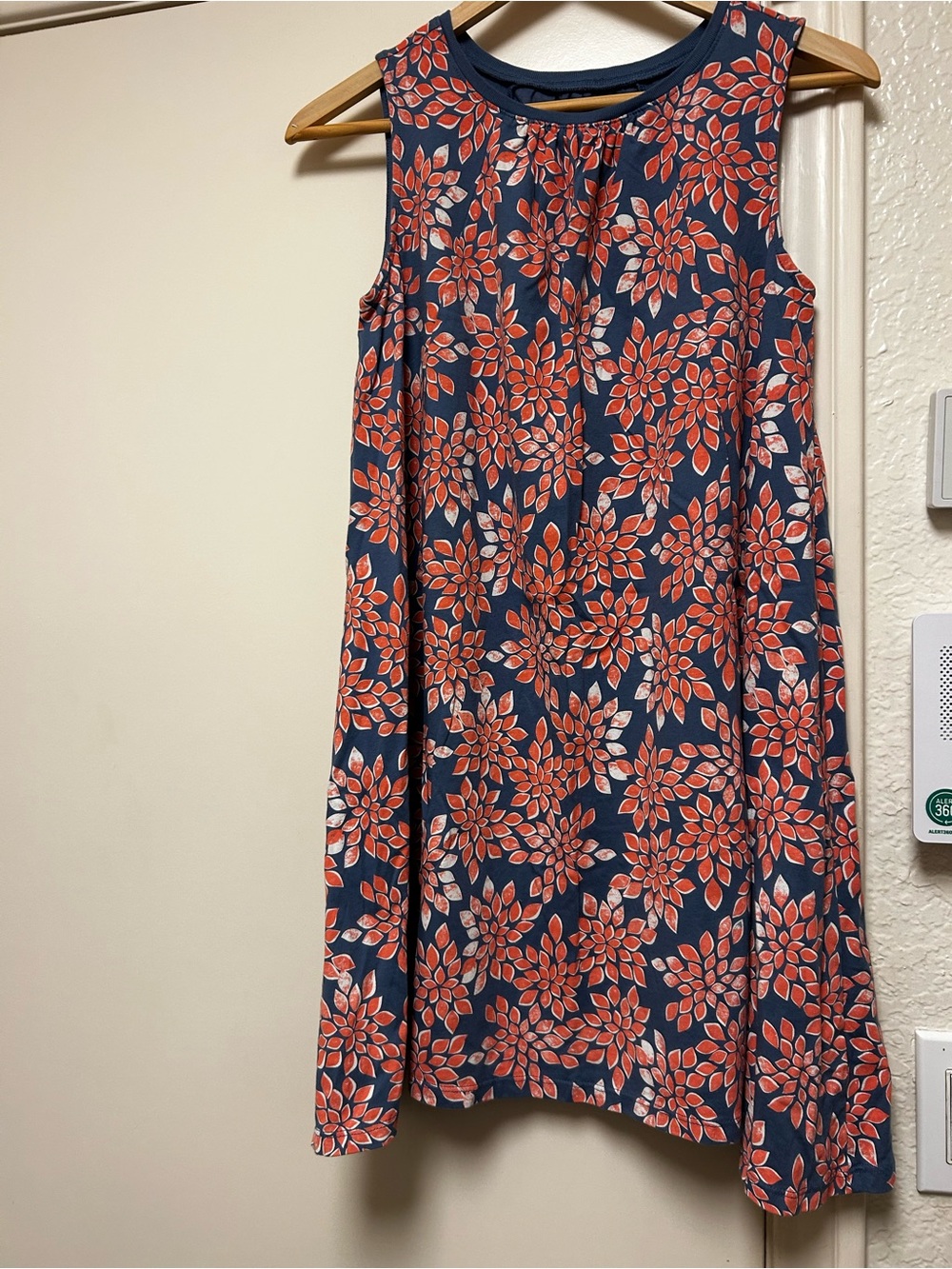 Tea Collection Blue Dress with Coral Floral Print